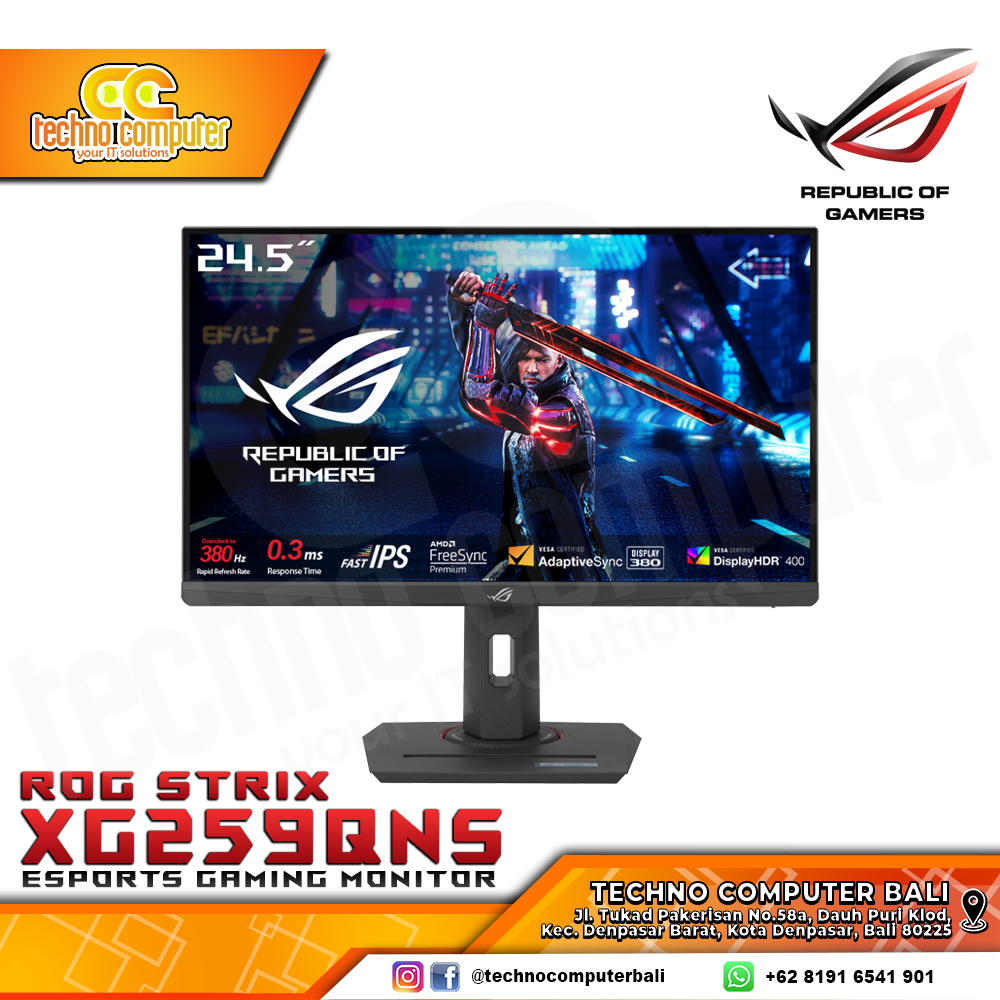 ASUS ROG STRIX XG259QNS Gaming Monitor - 24.5 inch, FHD (1920 × 1080), IPS, 380Hz, 1ms