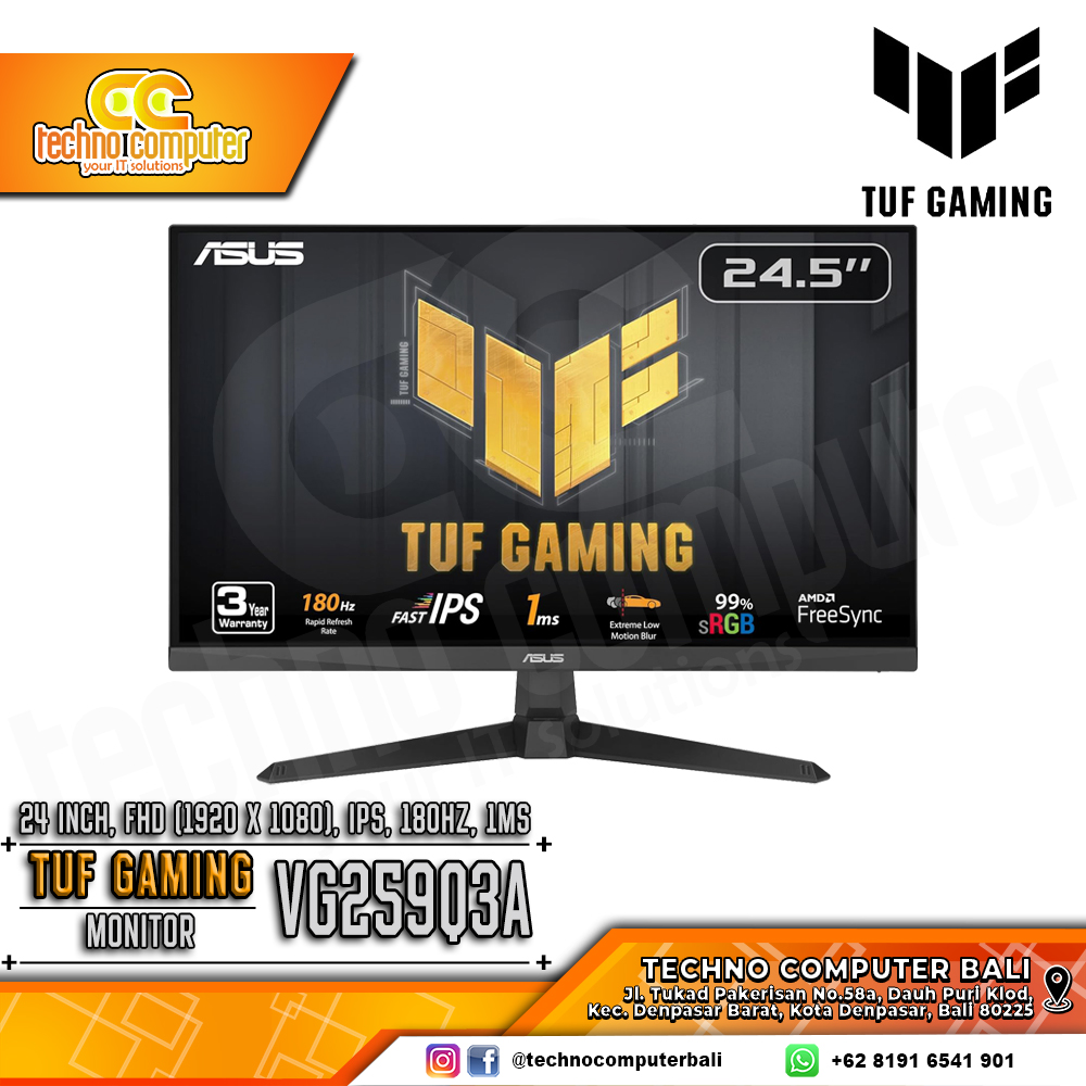 ASUS TUF GAMING VG259Q3A Gaming Monitor - 24.5 inch, FHD (1920 x 1080), IPS, 180Hz, 1ms