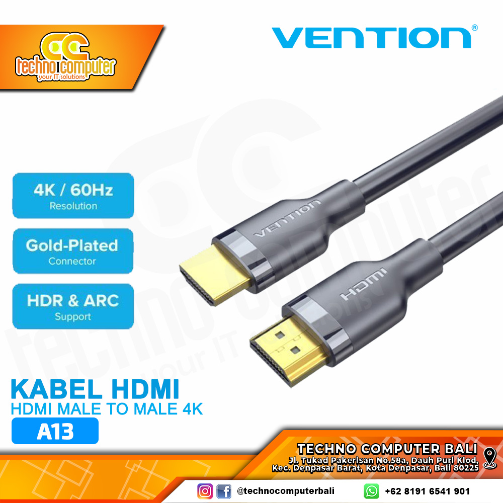VENTION KABEL DISPLAY - Kabel HDMI - HDMI Male to Male - A13 2M