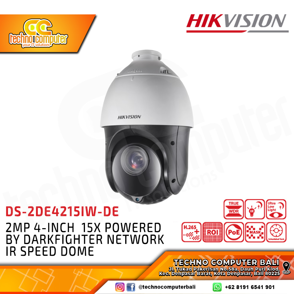 HIKVISION DS-2DE4215IW-DE 2MP (4-inch) OUTDOOR 15X Powered by Darkfighter IR Speed Dome Network