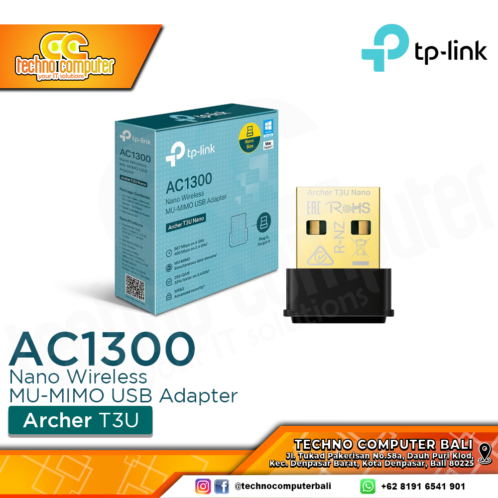USB WIFI TP-LINK Archer T3U AC1300 Nano Wireless Dual Band MU-MIMO USB WIFI Adapter