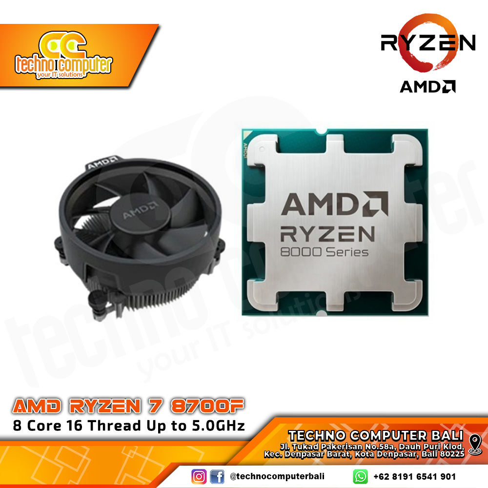 PROCESSOR AMD RYZEN 7 8700F - 8 Core 16 Thread Up to 5.0GHz - Socket AM5 (TRAY)