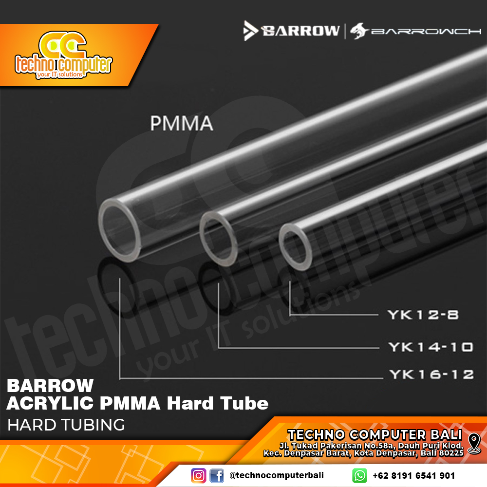 BARROW YK16-12L ACRYLIC PMMA Hard Tube ID 12mm / OD 16mm 1000mm
