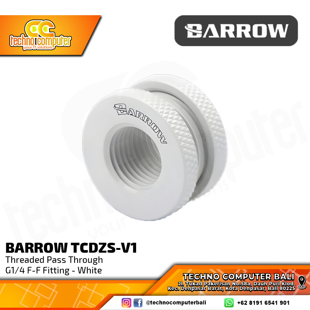 BARROW TCDZS-V1 Threaded Pass Through G1/4 F-F Fitting - White