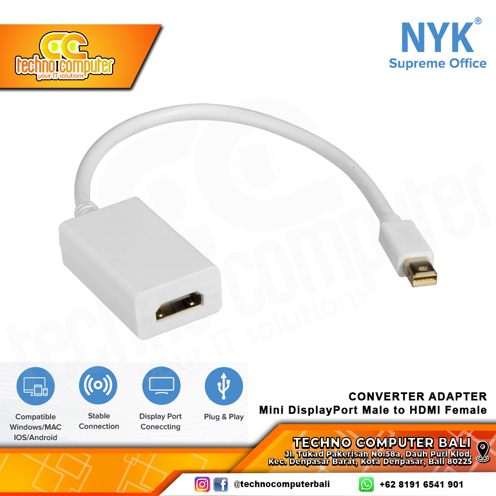 NYK CONVERTER ADAPTER Mini DP Male to HDMI Female