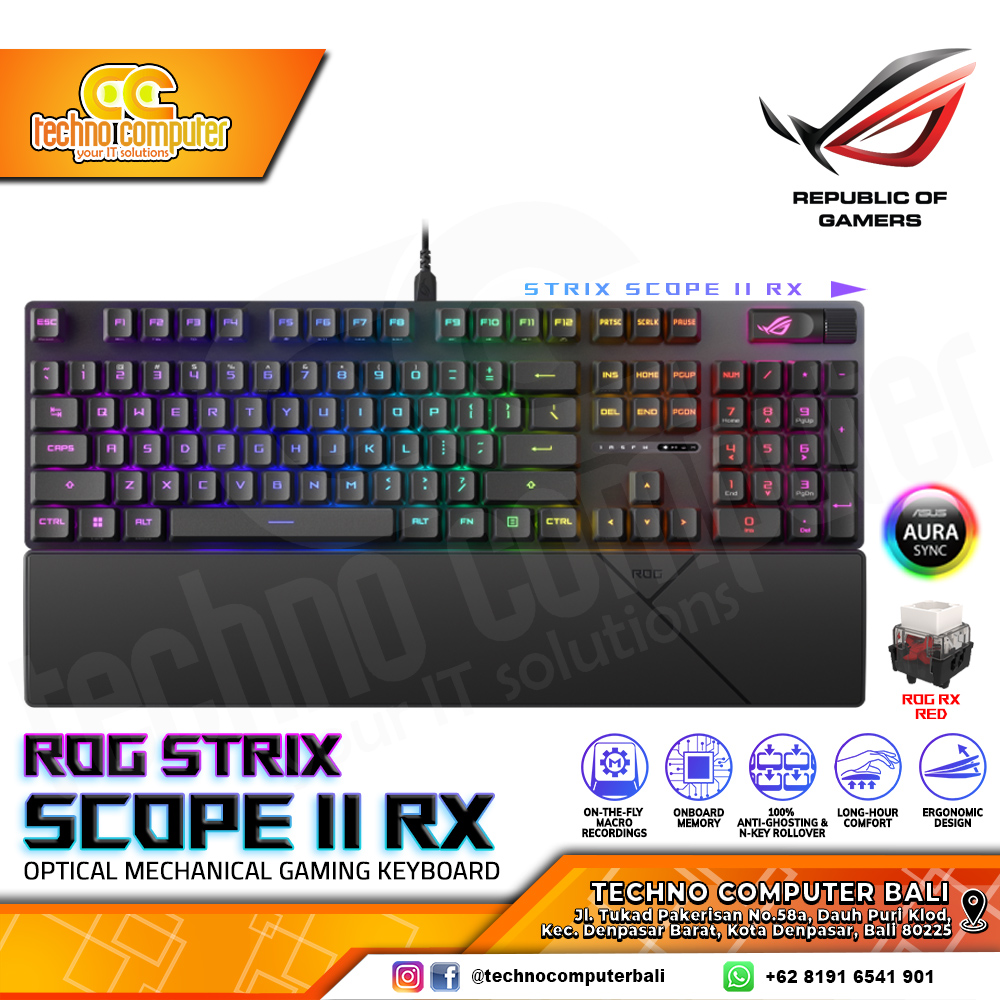 ASUS XA12 ROG Strix Scope II RX - Mechanical RX Red Switch - Gaming Keyboard