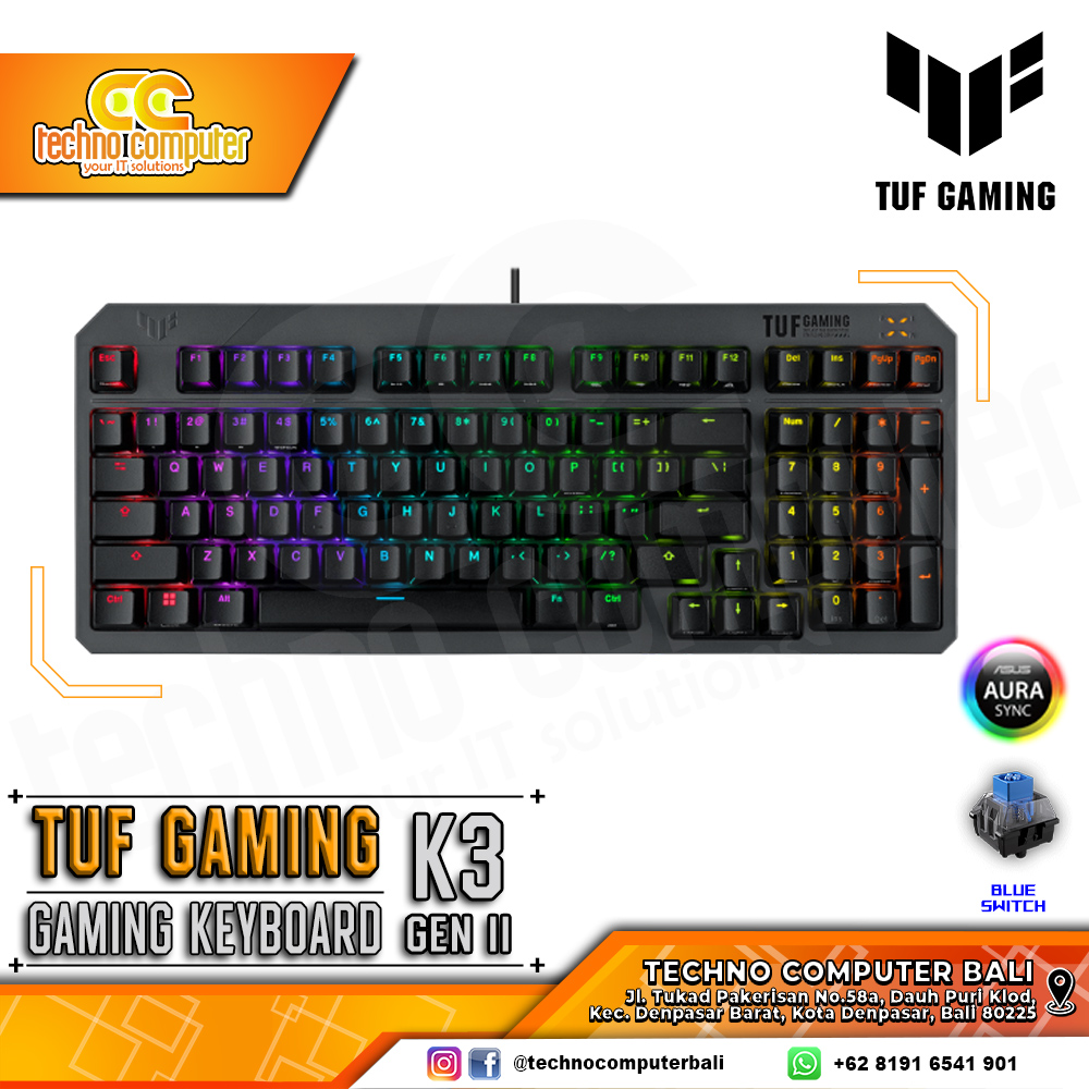 ASUS RA07 TUF Gaming K3 Gen II - Mechanical Blue Switch - Gaming Keyboard