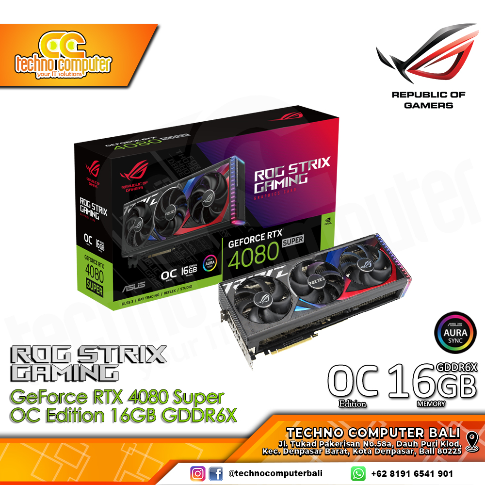 ASUS ROG STRIX NVIDIA GeForce RTX 4080 Super OC Edition 16GB GDDR6X