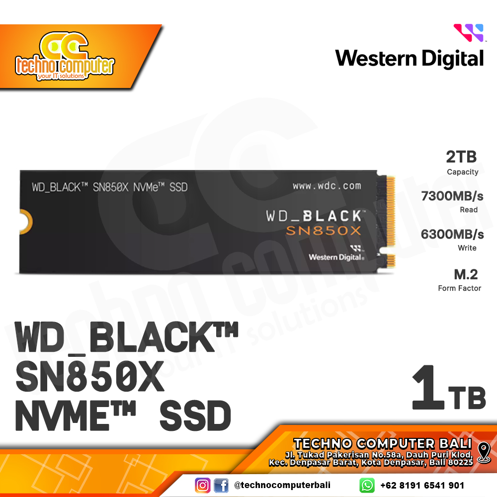 SSD WD BLACK SN850X M.2 NVMe 2280 PCIe Gen4 x4 - 1TB