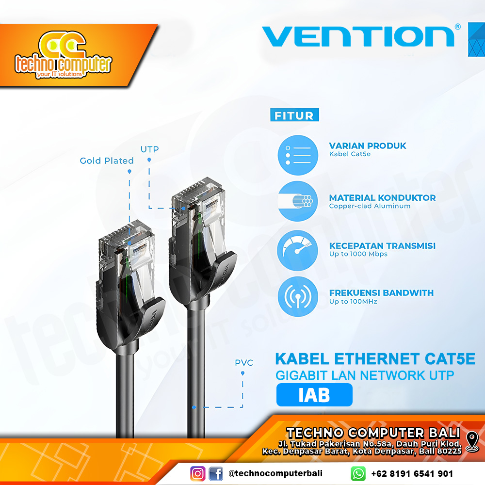 VENTION KABEL LAN Cat5e UTP Gigabit Ethernet RJ45 - IAB 5M