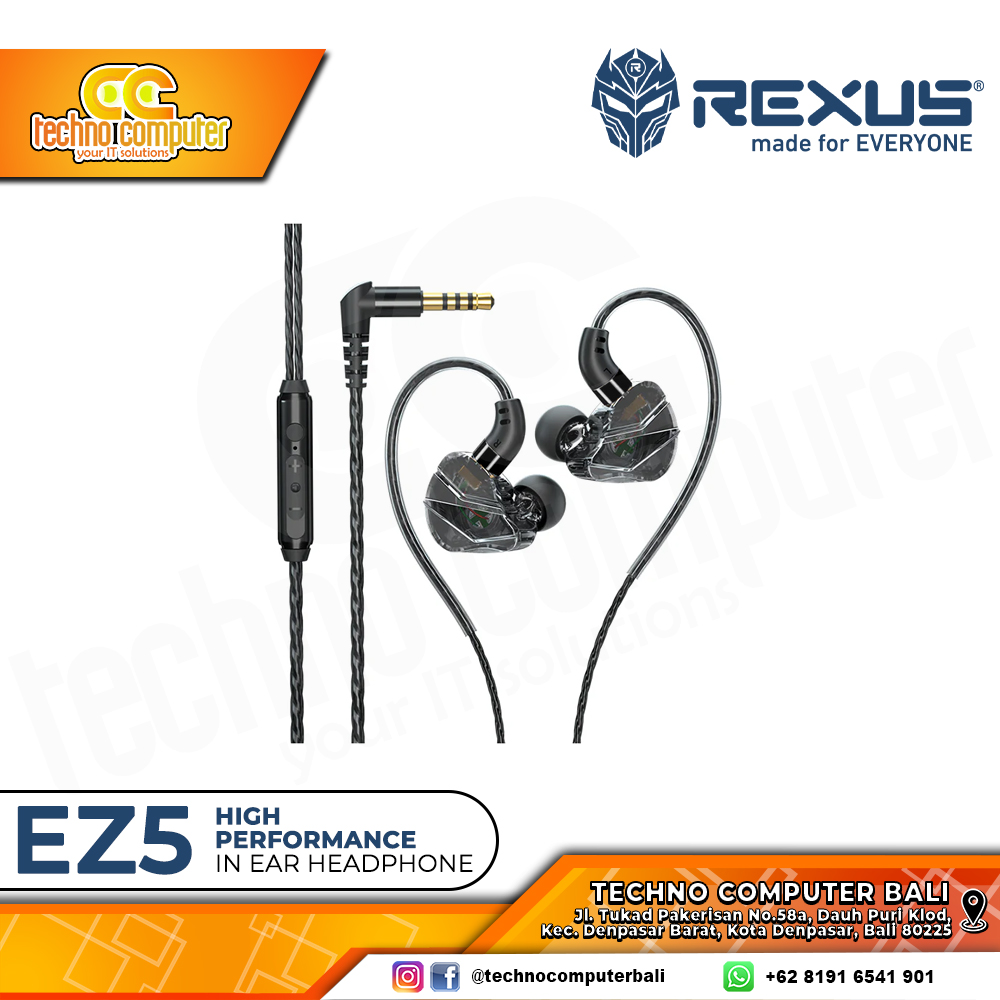EARPHONE REXUS EZ5 Black - Gaming Earphone