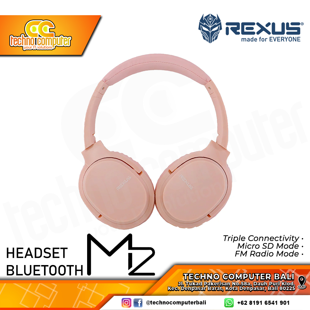 HEADSET REXUS M2 Pink Wireless Bluetooth - Headset