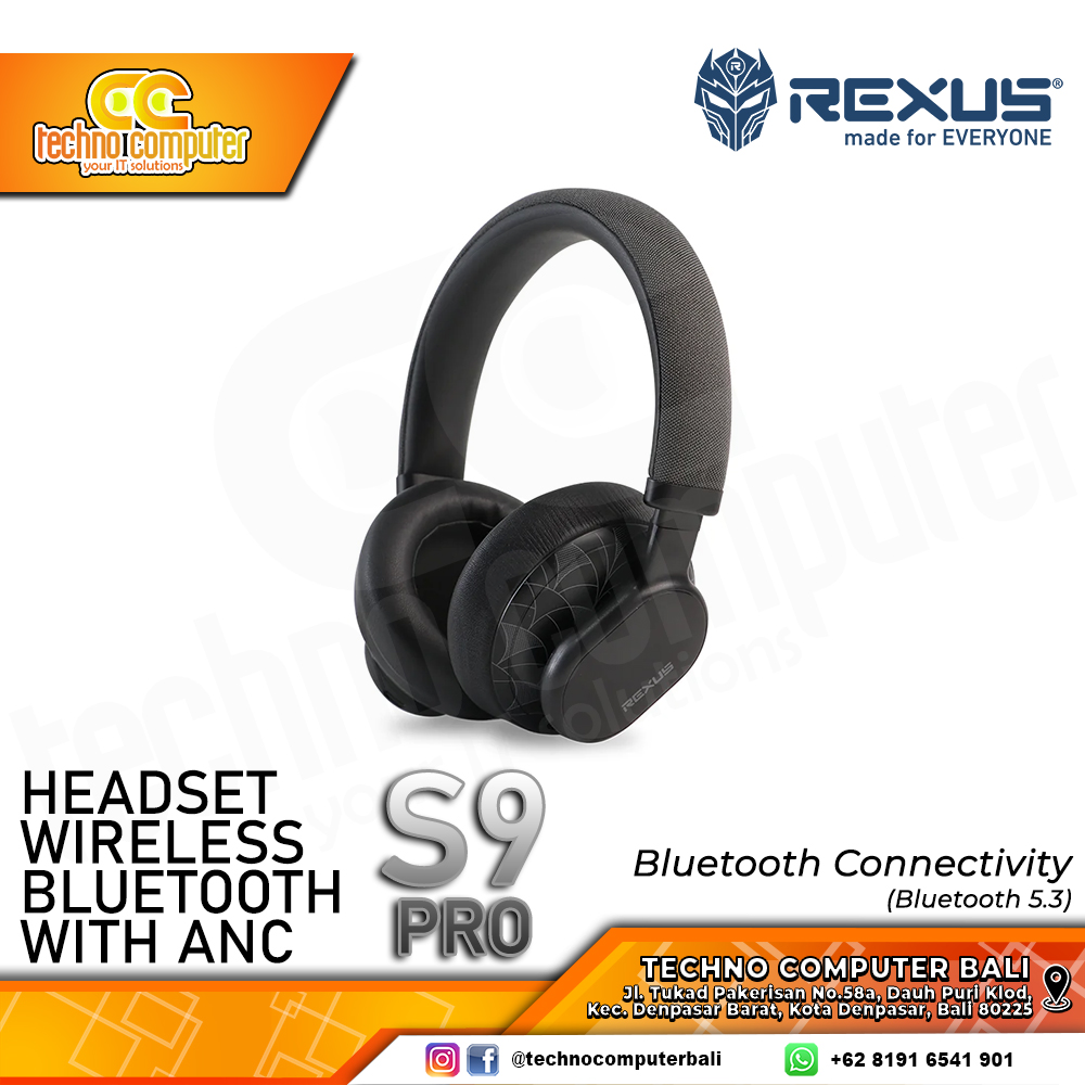 HEADSET REXUS RX-S9 Pro Touch with ANC Black Wireless Bluetooth - Headset