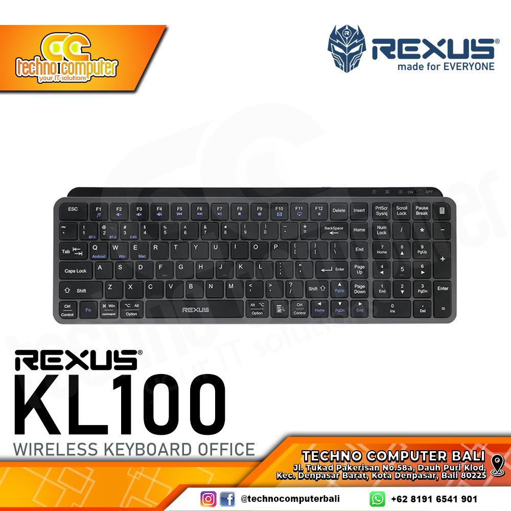 REXUS KL100 Bluetooth Wireless - Office Keyboard