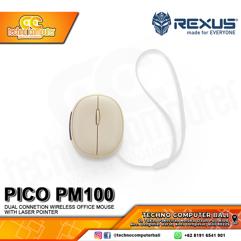 REXUS Laser Pointer Mouse PICO PM100 Wireless Beige - Office Mouse Wireless