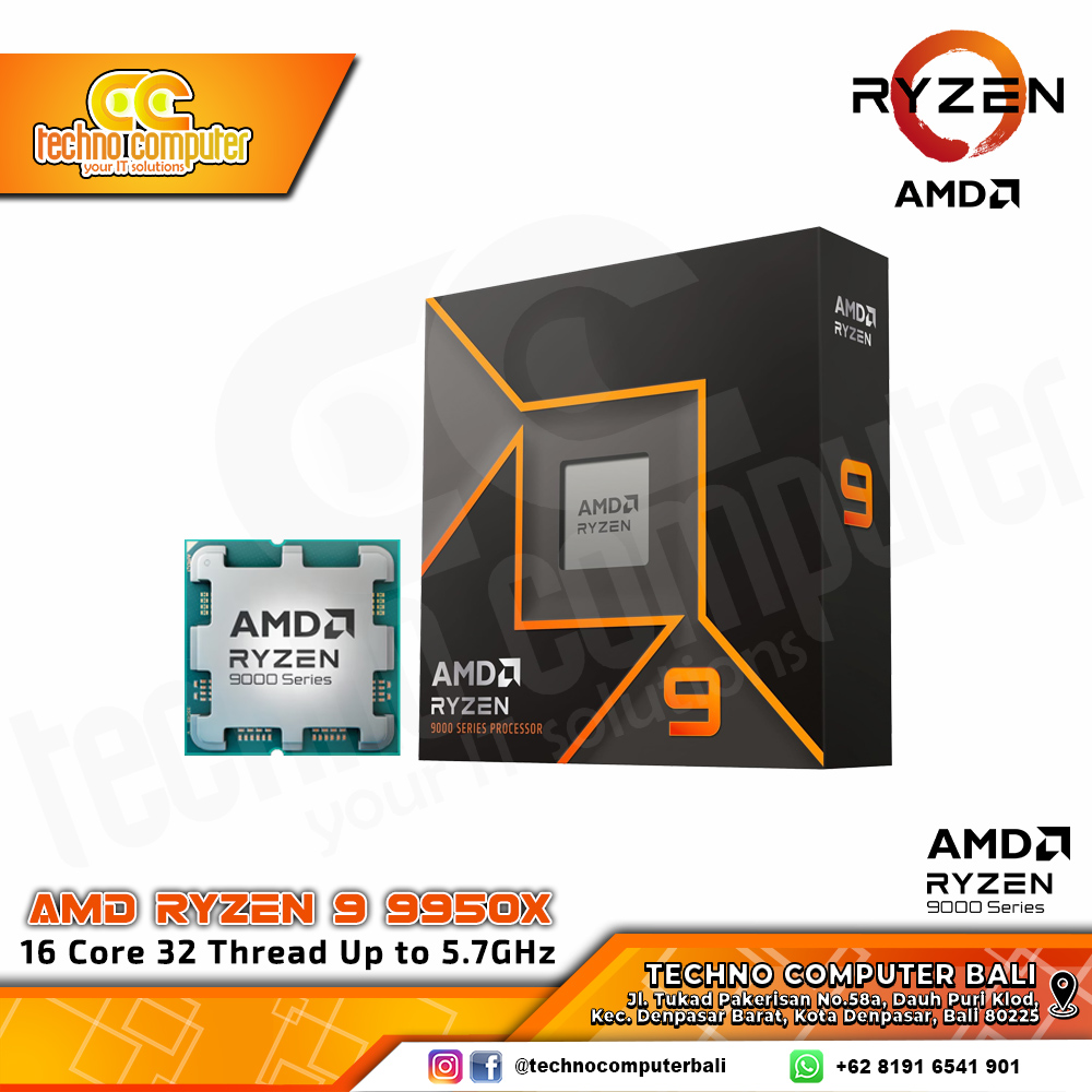 PROCESSOR AMD RYZEN 9 9950X - 16 Core 32 Thread Up to 5.7GHz - Socket AM5