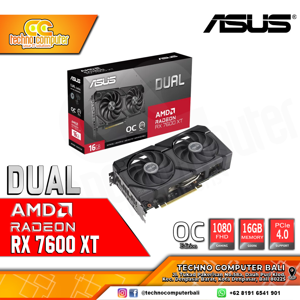 VGA ASUS DUAL AMD Radeon RX 7600 XT OC 16GB GDDR6