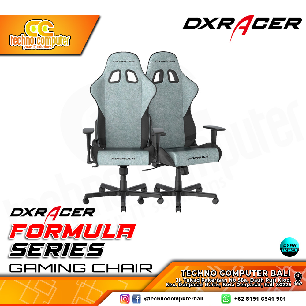 KURSI GAMING DXRACER FORMULA SERIES GAMING CHAIR 3D Armrest - CYAN/BLACK