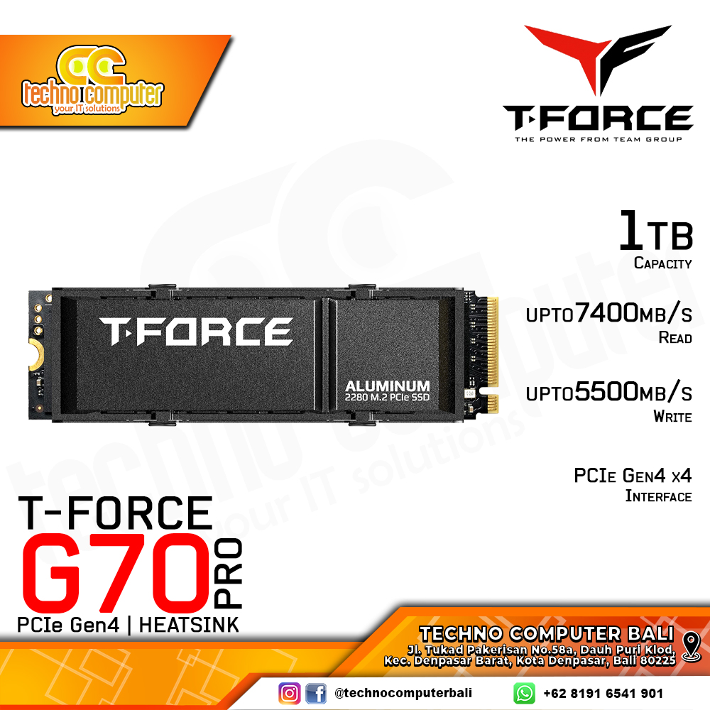 SSD T-FORCE G70 PRO With Heatsink M.2 NVMe 2280 PCIe Gen4 x4 - 1TB