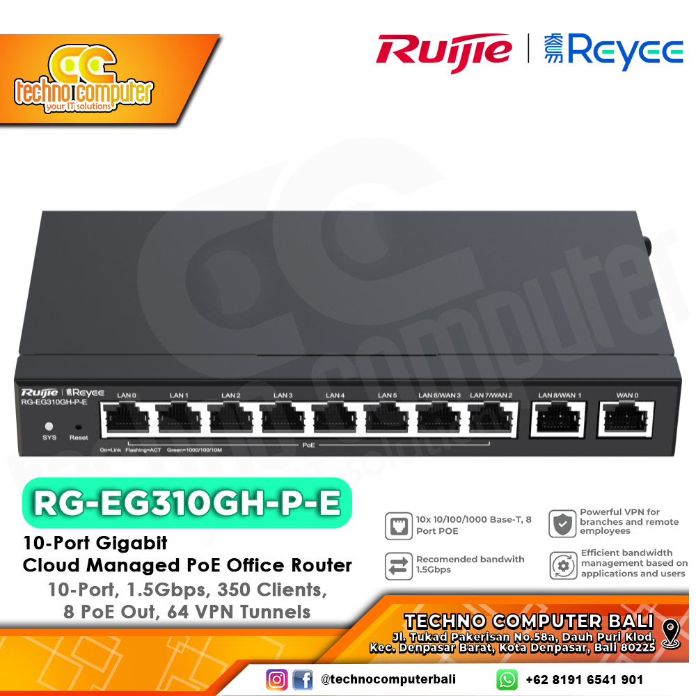 ROUTER GATEWAY RUIJIE/REYEE RG-EG310GH-P-E 10-Port Gigabit Cloud Managed PoE Switch