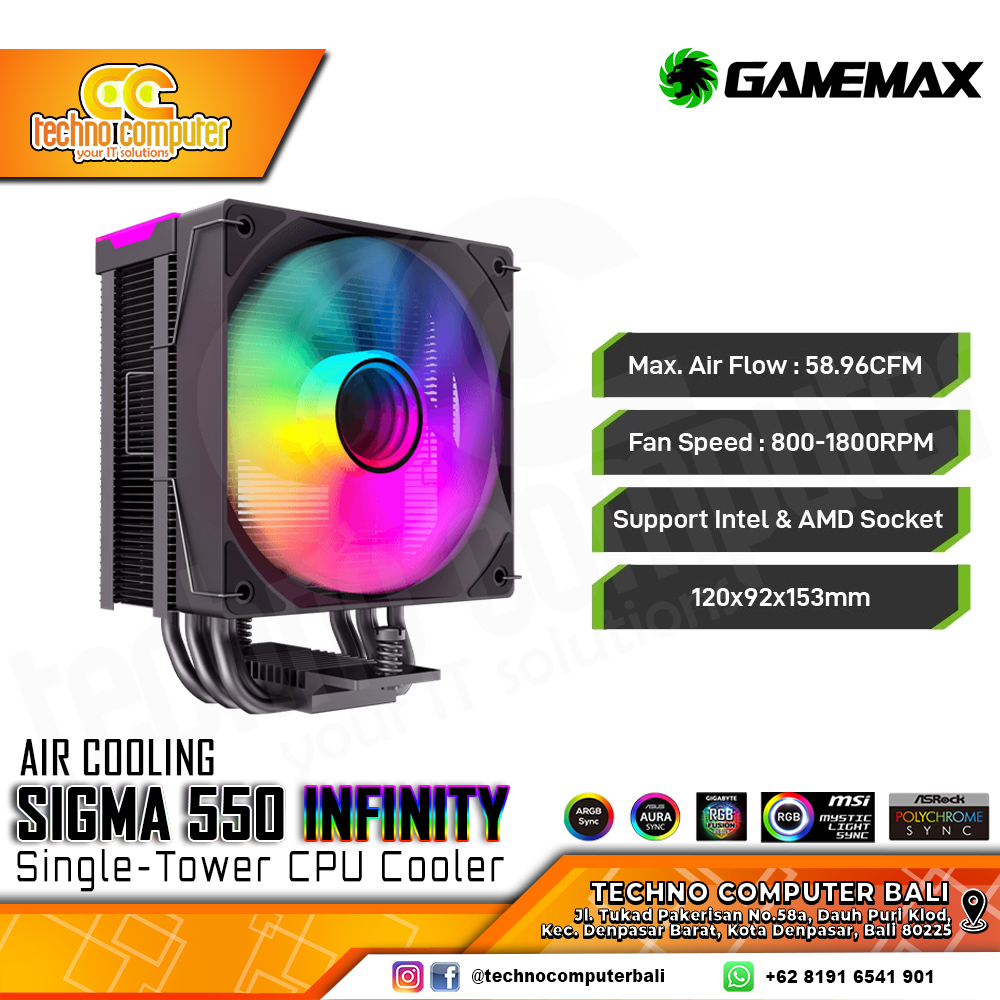 GAMEMAX SIGMA 550 INFINITY BLACK - CPU Cooler - 120mm Air Cooler