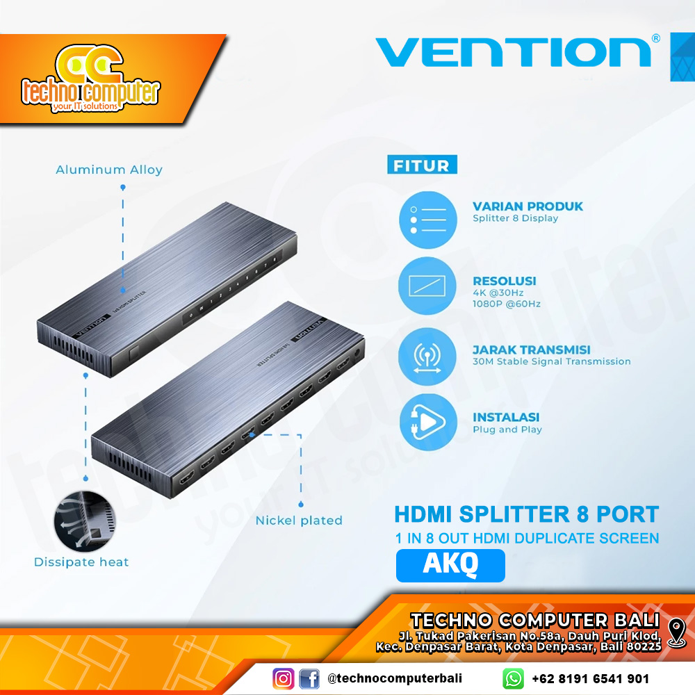 VENTION HDMI SPLITTER (1 in 8 Out) Screen Duplicate 4K@30Hz - AKQB0-EU