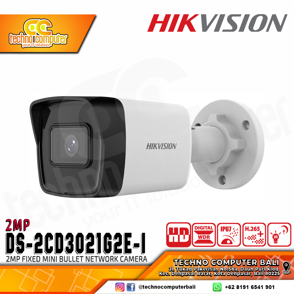 HIKVISION DS-2CD3021G2E-I 2MP (2.8mm) OUTDOOR Fixed Bullet Network Camera CCTV