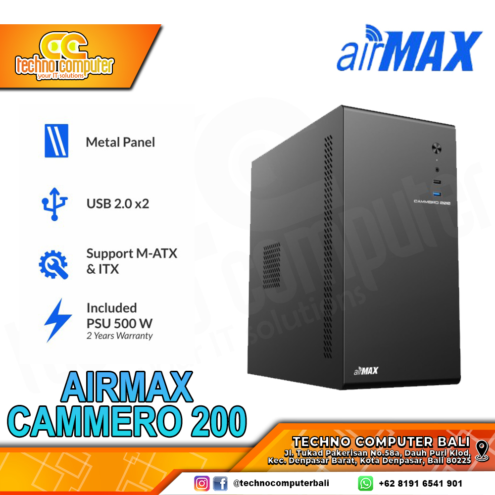 CASING AIRMAX Cammero 200 - Mid Tower mATX Case (include PSU 500w)