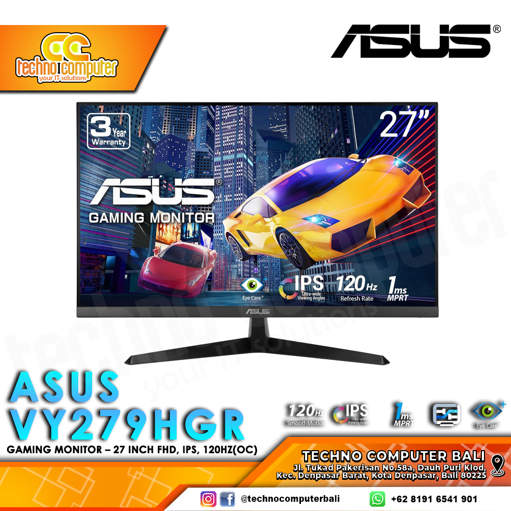 ASUS VY279HGR Gaming Monitor - 27 inch, FHD (1920 x 1080), IPS, 120Hz, 1ms