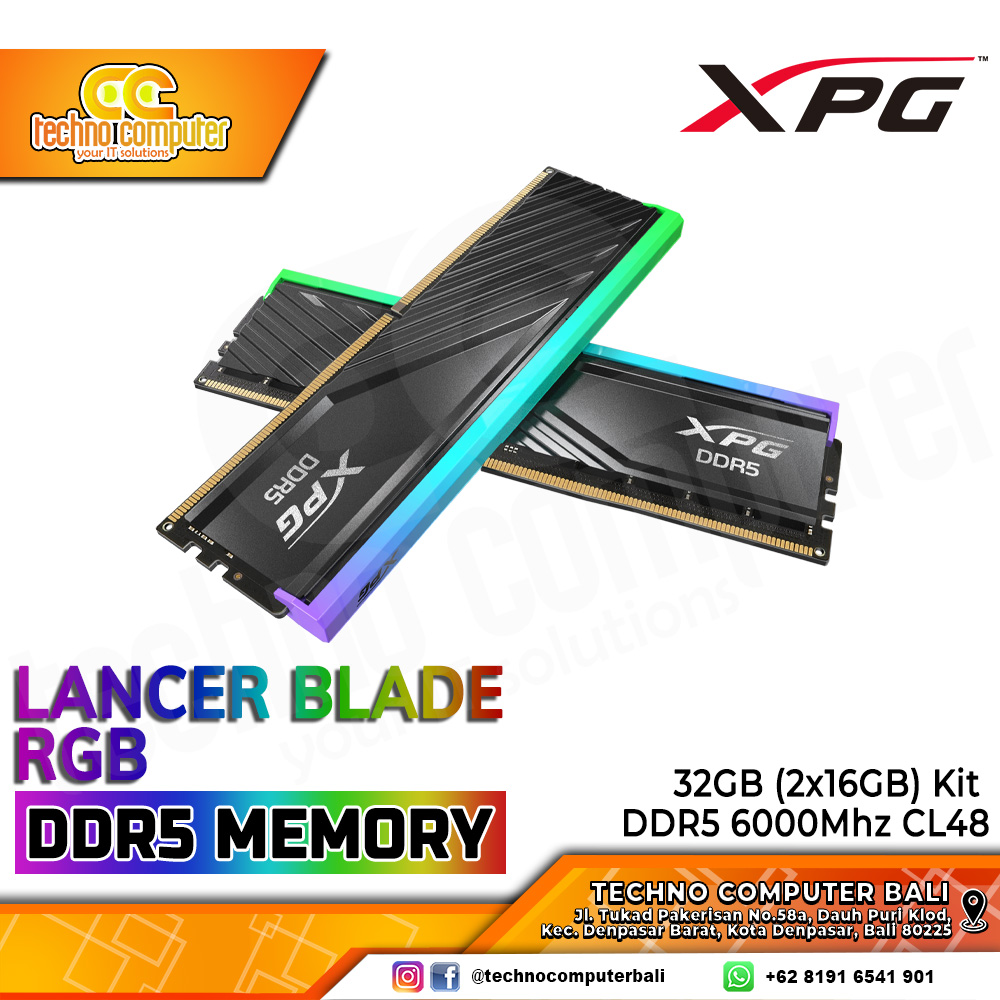 DDR5 ADATA XPG LANCER BLADE RGB 32GB (2x16GB) Kit 6000Mhz CL48 - BLACK