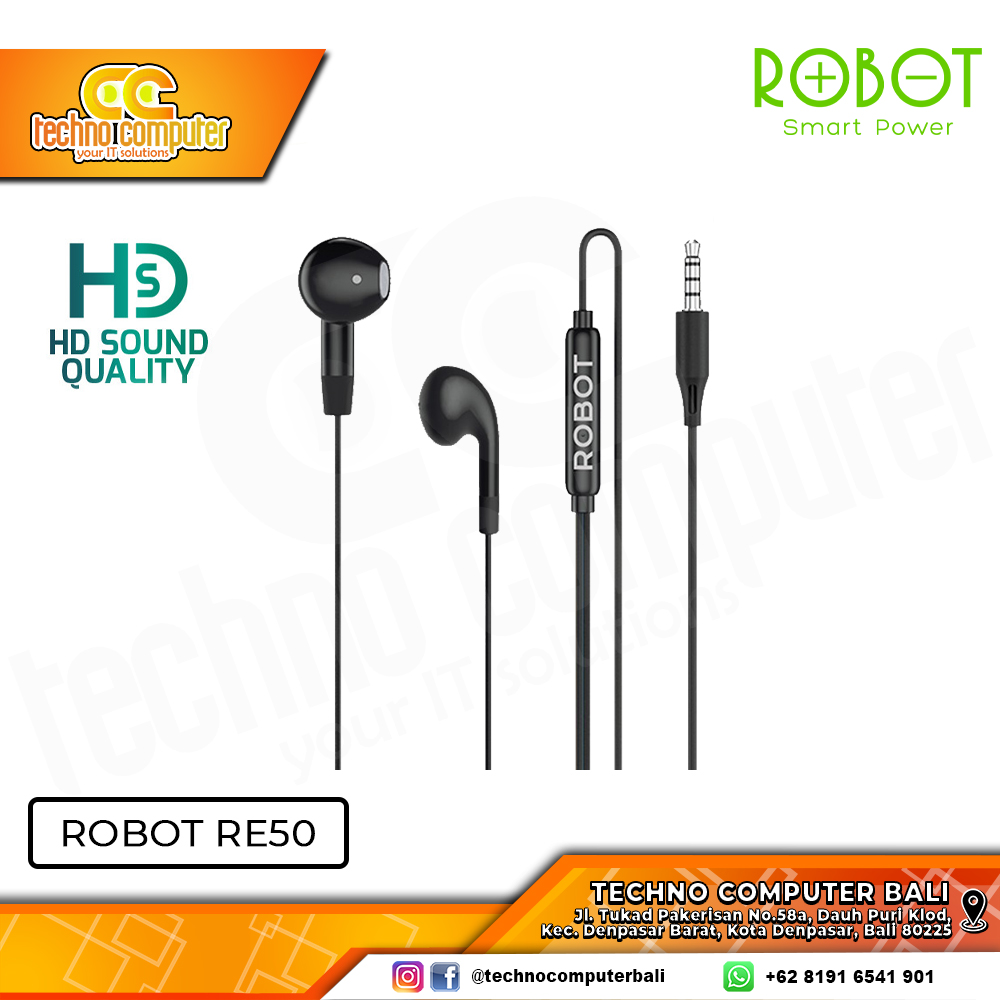 EARPHONE ROBOT RE50 Black - Earphone