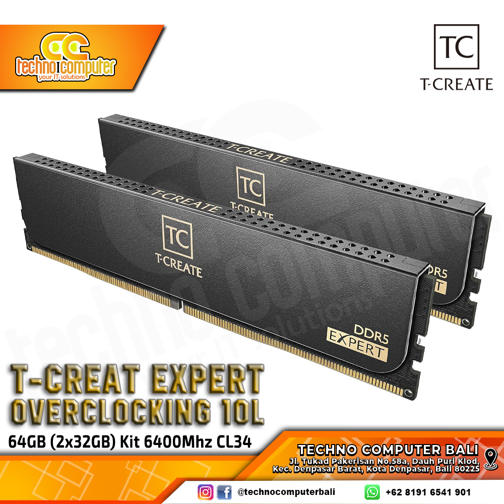 DDR5 TEAM T-CREATE EXPERT 64GB (2x32GB) Kit 6400Mhz CL34 - Black