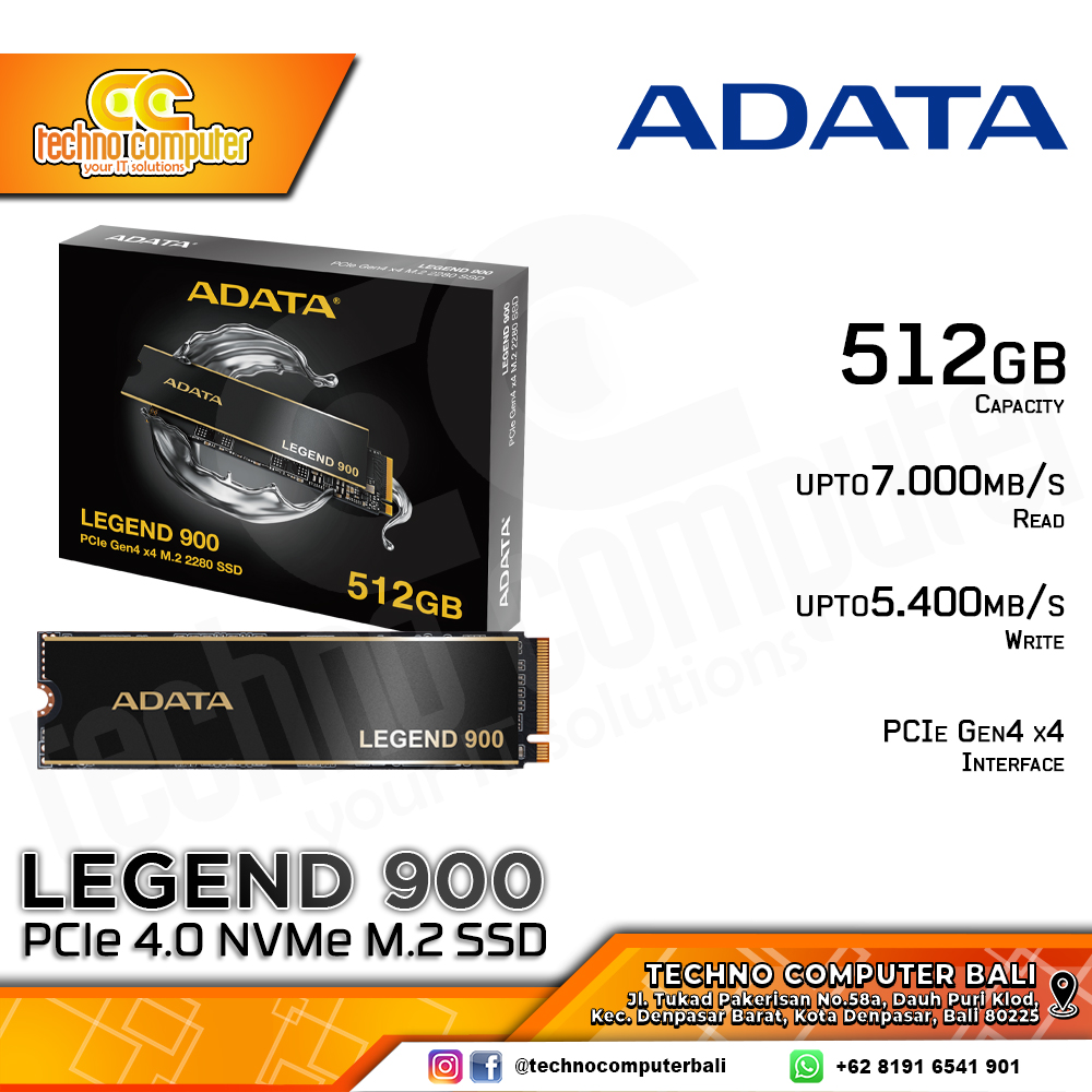 SSD ADATA LEGEND 900 M.2 NVMe 2280 PCIe Gen4 x4 - 512GB