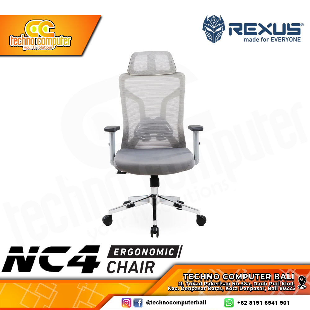 KURSI OFFICE REXUS NC4 ERGONOMIC CHAIR - LIGHT GREY