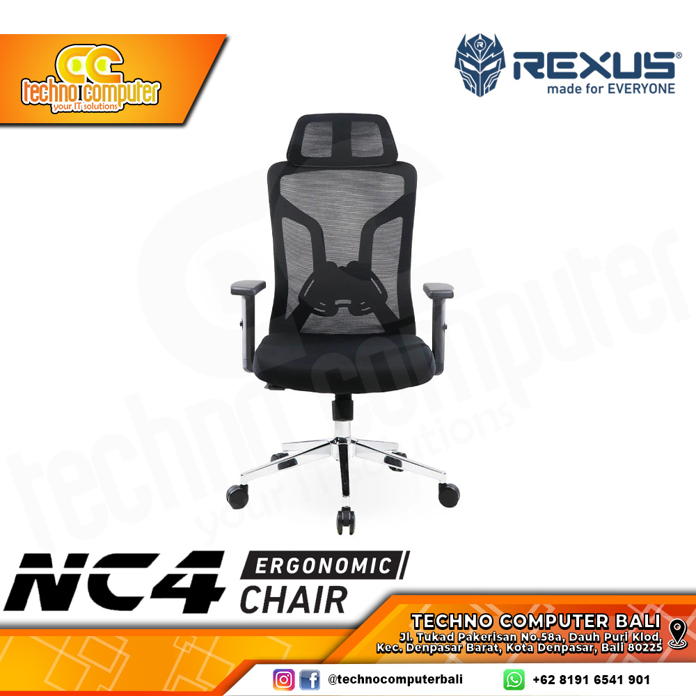 KURSI OFFICE REXUS NC4 ERGONOMIC CHAIR - BLACK