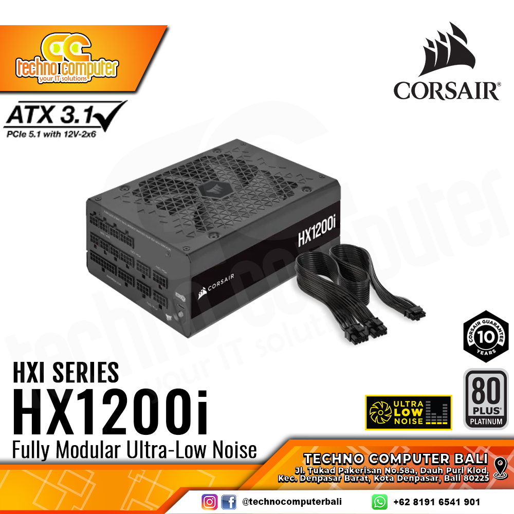 CORSAIR HX1200i 1200W 80+ Platinum ATX 3.1/PCIe 5.1 - Full Modular