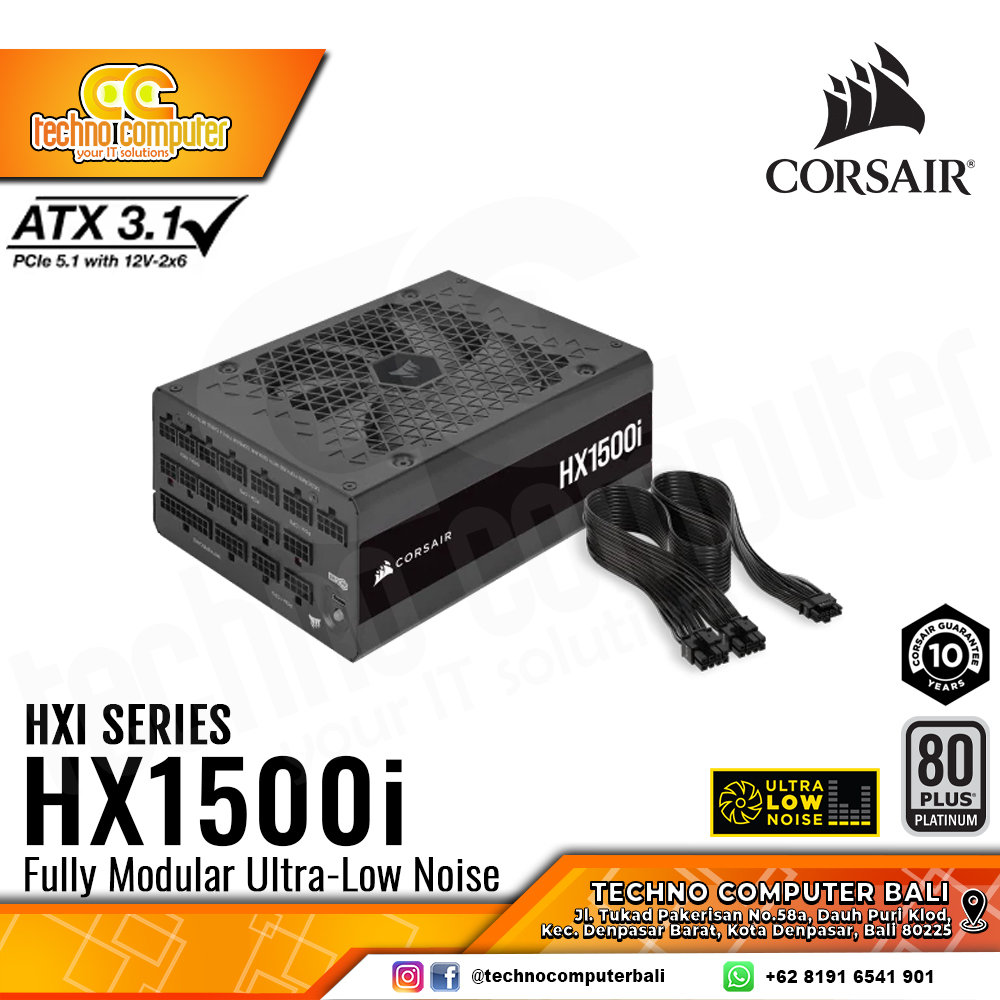 CORSAIR HX1500i 1500W 80+ Platinum ATX 3.1/PCIe 5.1 - Full Modular