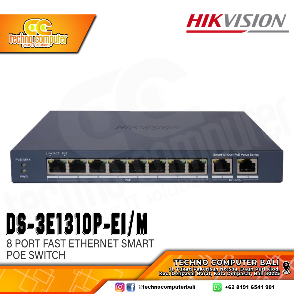 SWITCH POE HIKVISION DS-3E1310P-EI/M 8 Port Smart Managed POE Switch