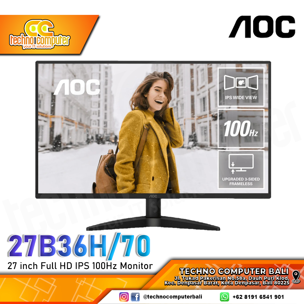 AOC 27B36H/70 LED Monitor - 27 inch, FHD (1920 x 1080), IPS, 100Hz, 1ms