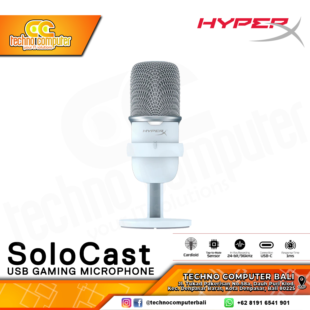 MICROPHONE HyperX SoloCast - USB Gaming Microphone (White)