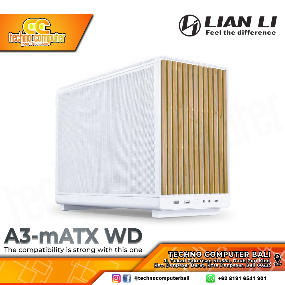 CASING LIAN LI A3-mATX-WD White - Mini Tower Steel Mesh mATX Case
