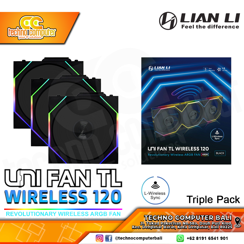 FAN CASING LIAN LI UNI FAN TL 120 Wireless Black - 120mm Triple Pack ARGB Fan