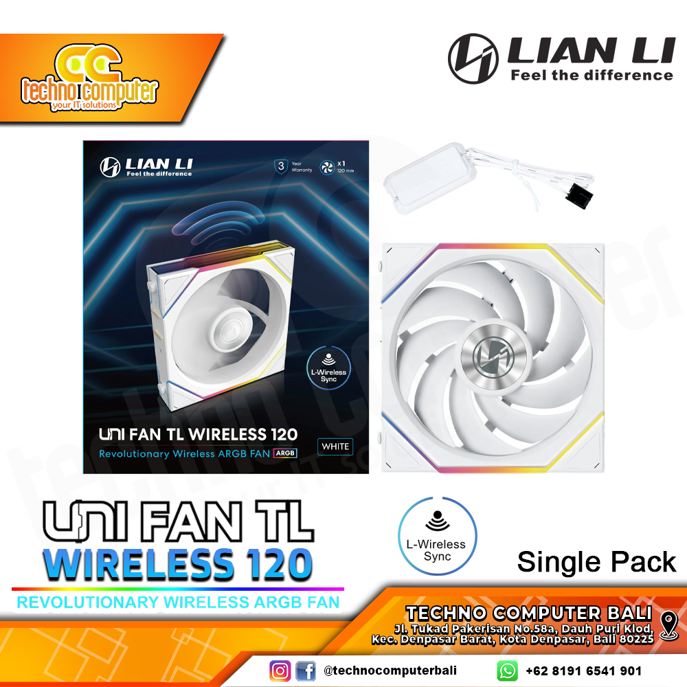 FAN CASING LIAN LI UNI FAN TL 120 Wireless White - 120mm Single Pack ARGB Fan