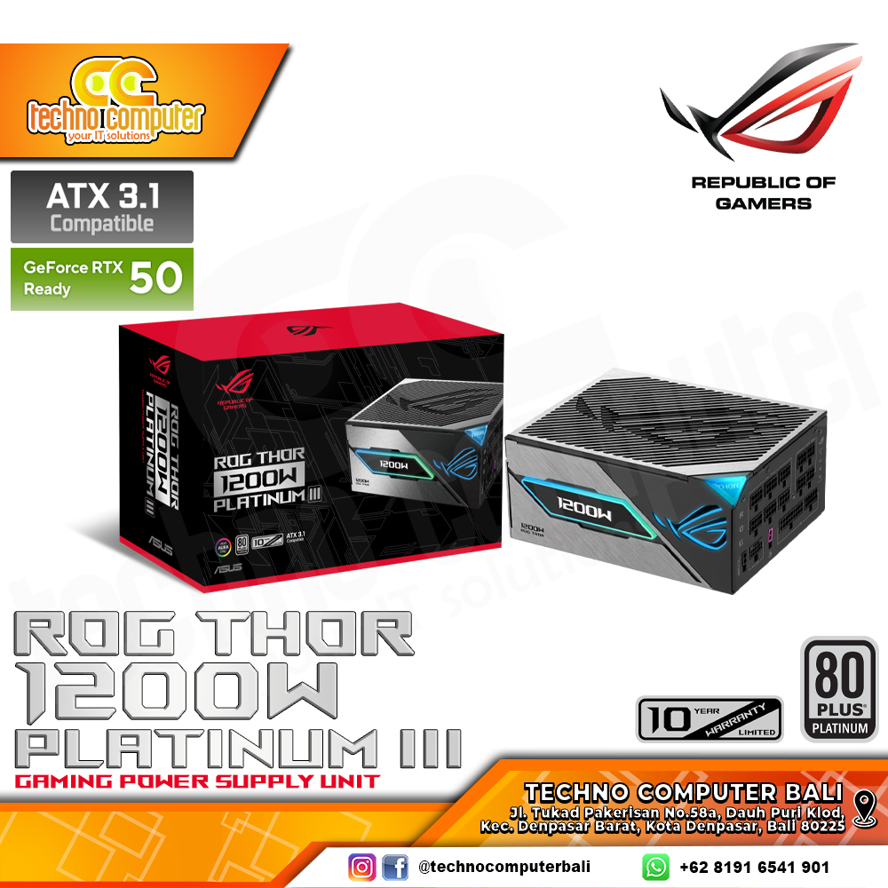 ASUS ROG THOR-1200P3 1200W 80+ Platinum III ATX 3.1/PCIe 5.1 - Full Modular