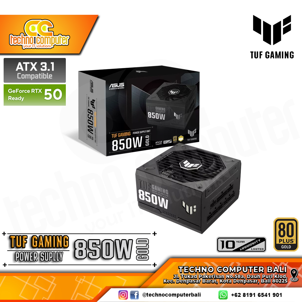 ASUS TUF GAMING-850G 850W 80+ Gold ATX 3.1/PCIe 5.1 - Full Modular