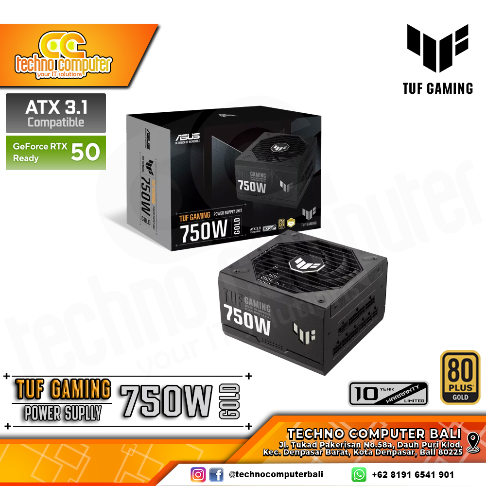 ASUS TUF GAMING-750G 750W 80+ Gold ATX 3.1/PCIe 5.1 - Full Modular