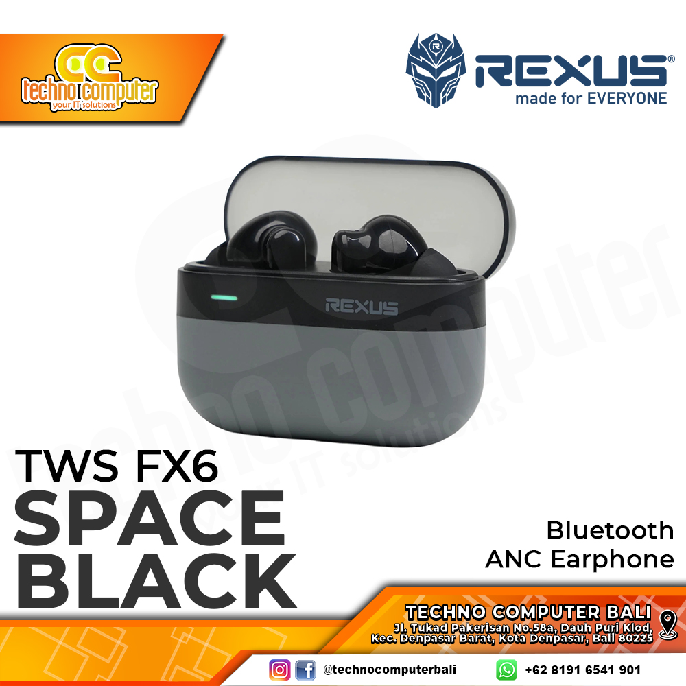 EARPHONE TWS REXUS FX6 ANC Bluetooth - Earphone (Black)