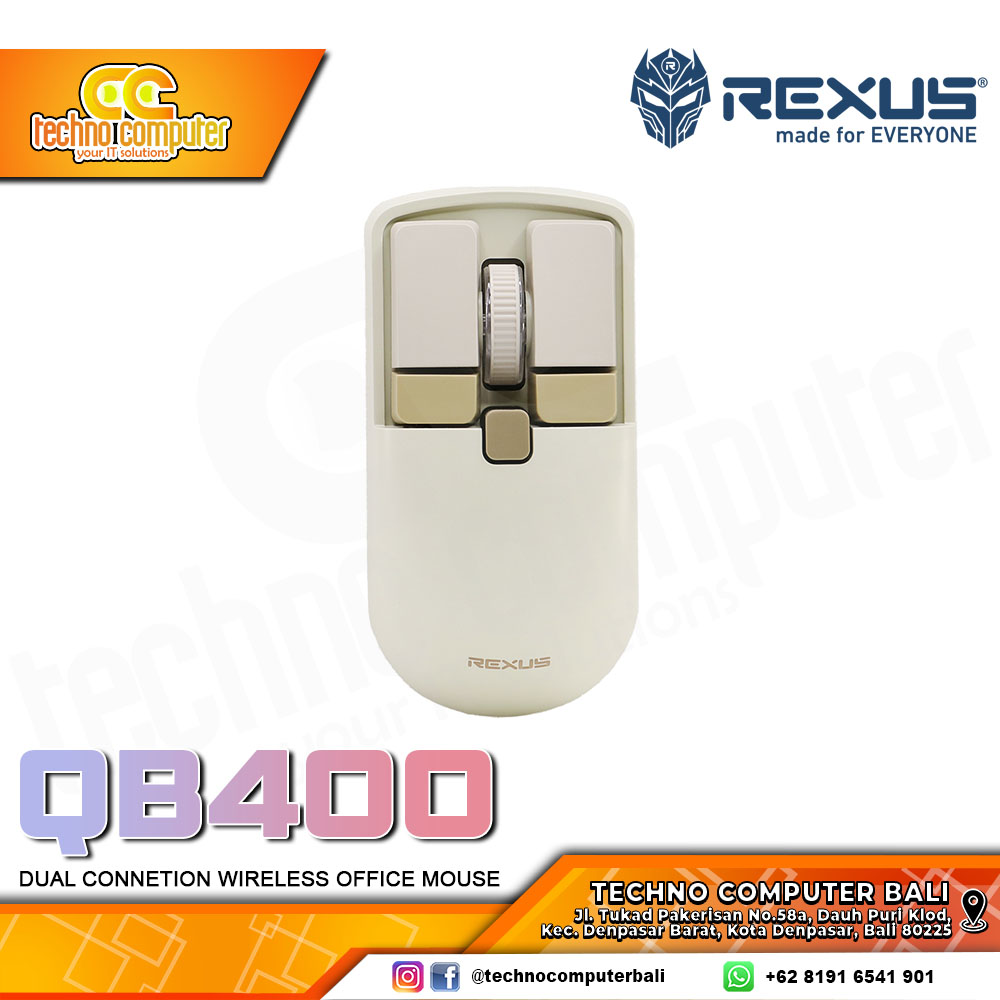 REXUS QB400 Wireless Bluetooth - Office Mouse Wireless (Beige)
