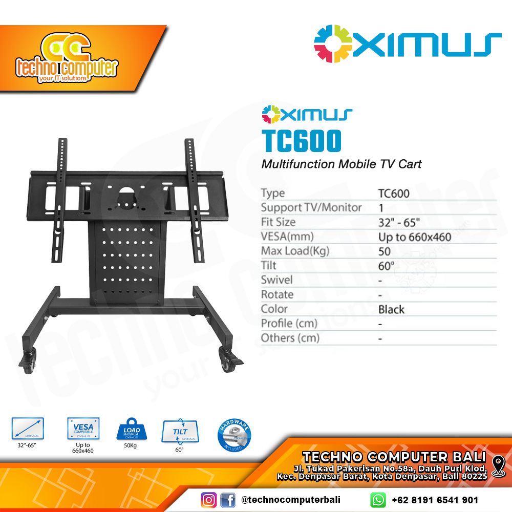 Bracket Monitor TV 32-65inch OXIMUS TC-600 Multifunction Mobile TV Cart