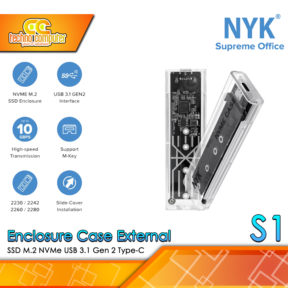 NYK S1 Enclosure Case External SSD M.2 NVMe USB 3.1 Gen 2 Type-C